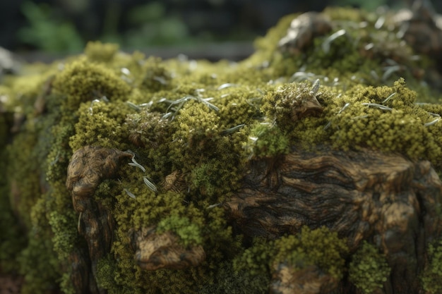 A close up of moss on a tree trunk