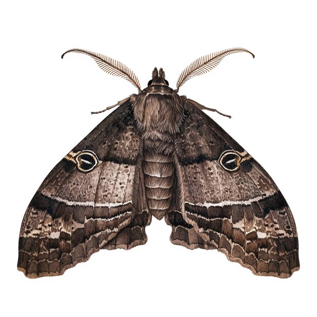 a close up of a moth on a white background with a white background generative ai