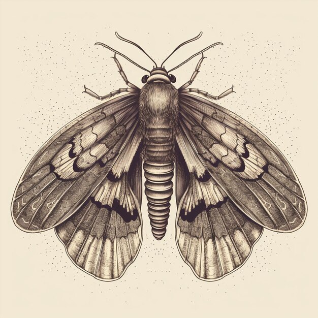 a close up of a moth with a black and white image generative ai