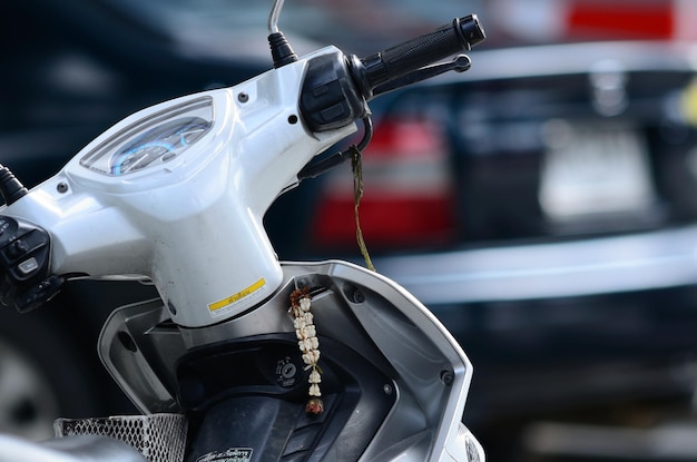 close-up of motor scooter