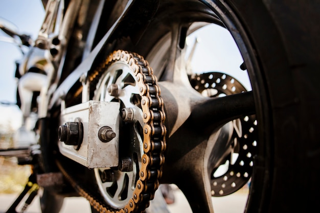 Photo close up motorbike wheel details