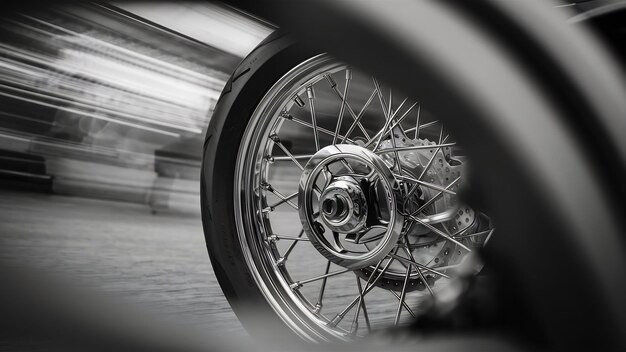 Close up motorbike wheel details