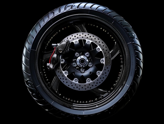 Photo a close up of a motorcycle tire with a black background generative ai