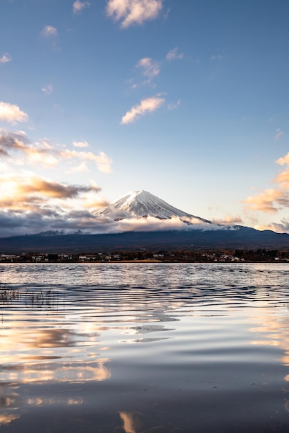 Close up mount fuji from lake kawaguchi side, Mt Fuji view from the lake