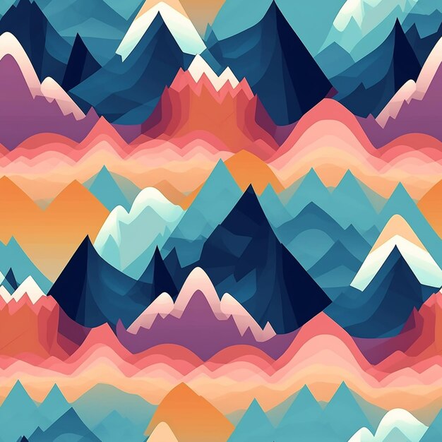 Photo a close up of a mountain range with a colorful sky generative ai