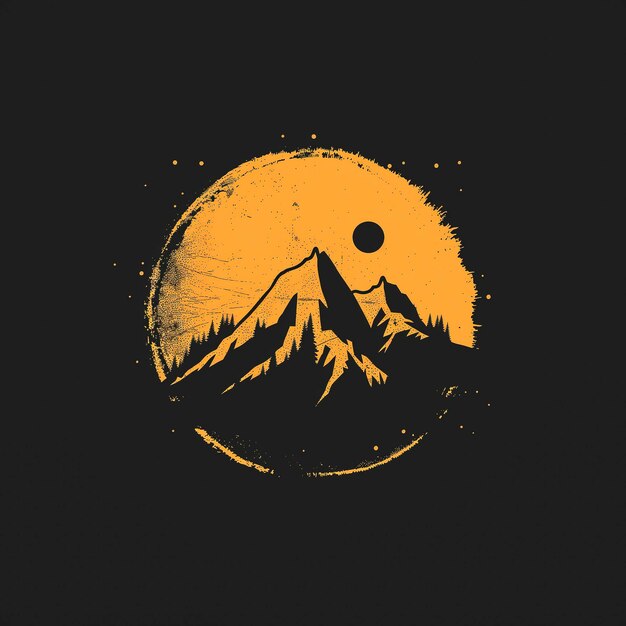 A close up of a mountain with a full moon in the background Nature camping design