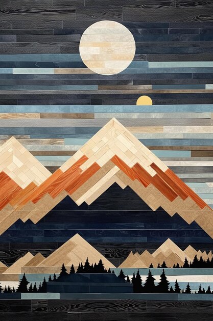 Photo a close up of a mountain with a full moon in the sky generative ai