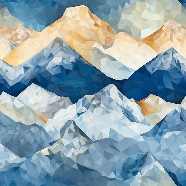 A close up of a mountain with low polygonal design generative ai