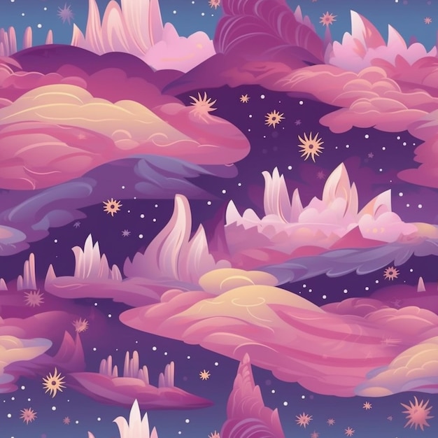 a close up of a mountain with a sky background and stars generative ai