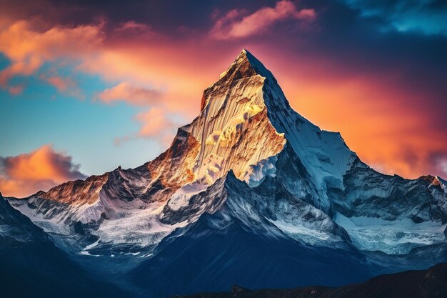 Foto un primo piano di una montagna con un cielo