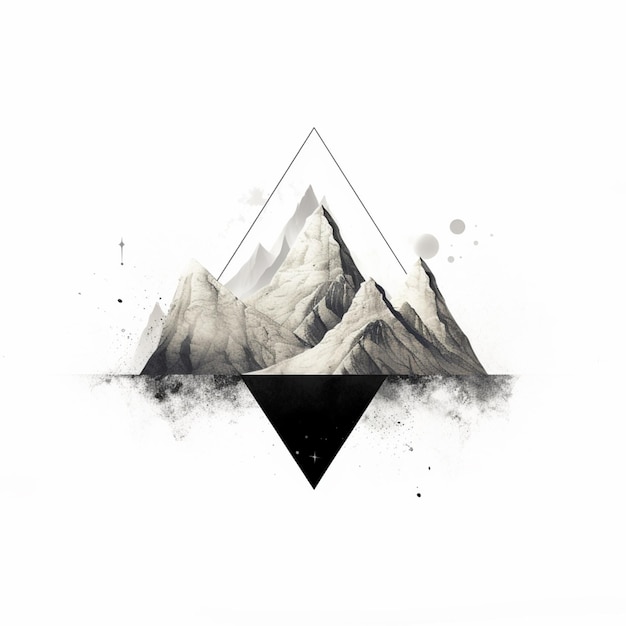 Photo a close up of a mountain with a triangle on it generative ai