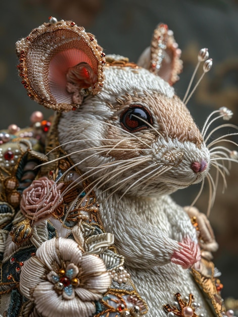 a close up of a mouse with a fancy dress on generative ai