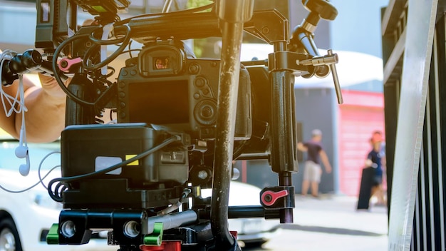 Foto prossimo piano della telecamera cinematografica