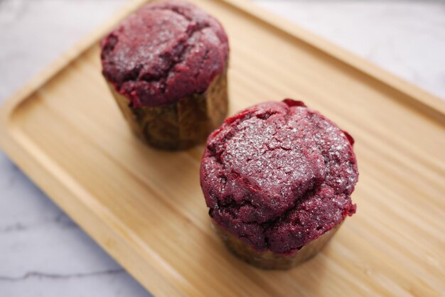 Close up of Muffins on Table Isolated on black