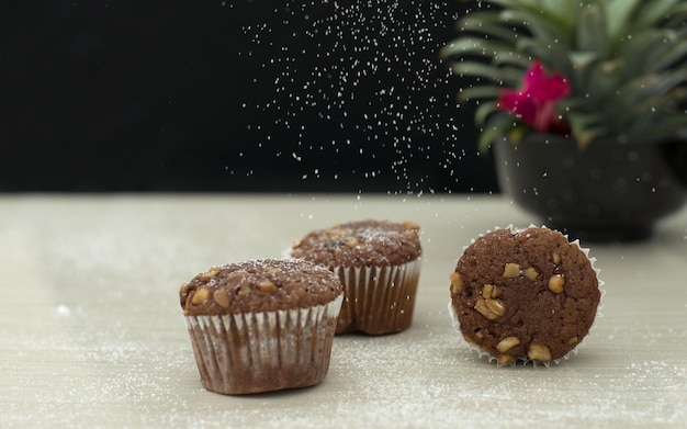 close-up of muffins on table