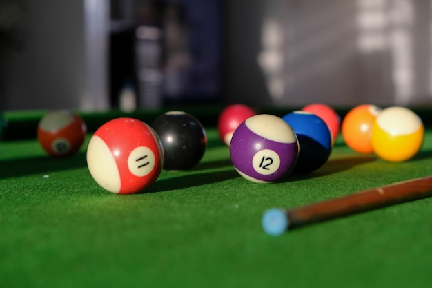 Close-up of multi colored balls on table