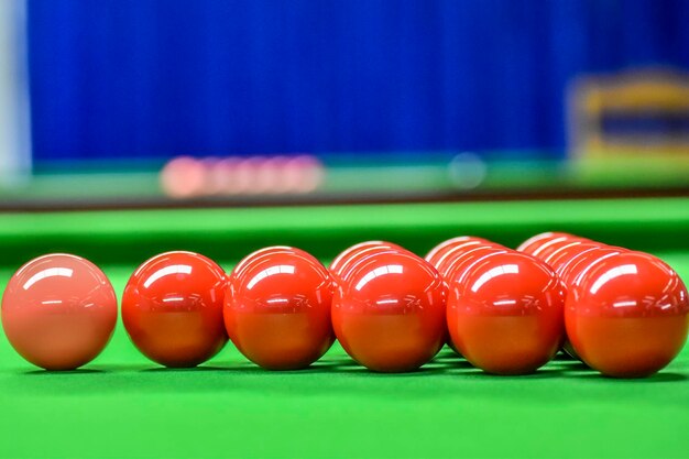 Close-up of multi colored balls on table