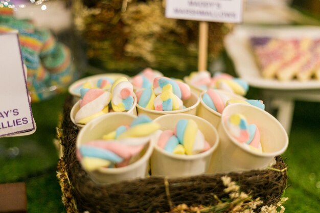 Close-up of multi colored candies for sale