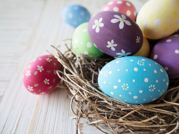 Close-up of multi colored easter eggs