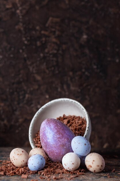 Close-up of multi colored eggs