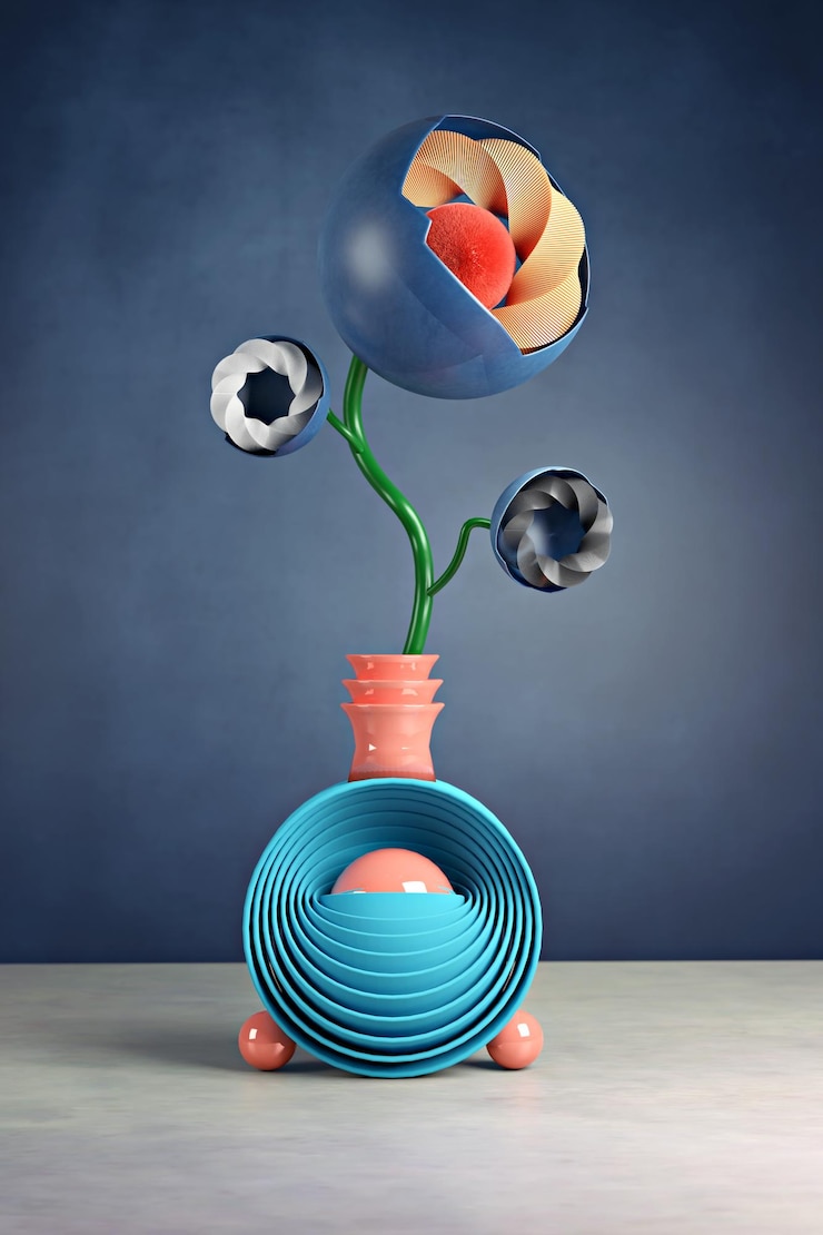 फोटो close-up of multi colored flower vase on table against wall