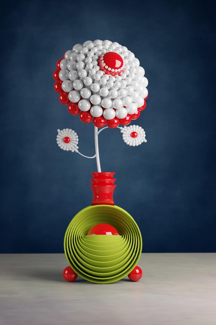 फोटो close-up of multi colored flower vase on table against wall