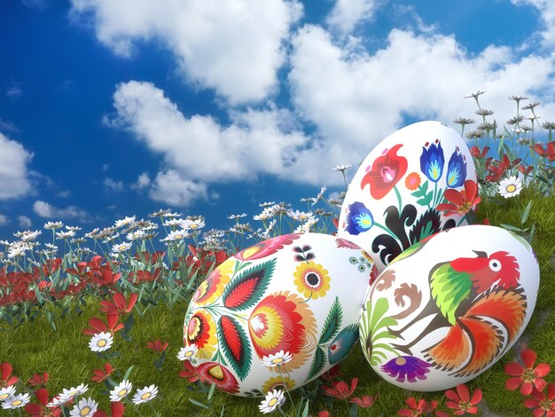 Close-up of multi colored flowers on field against sky