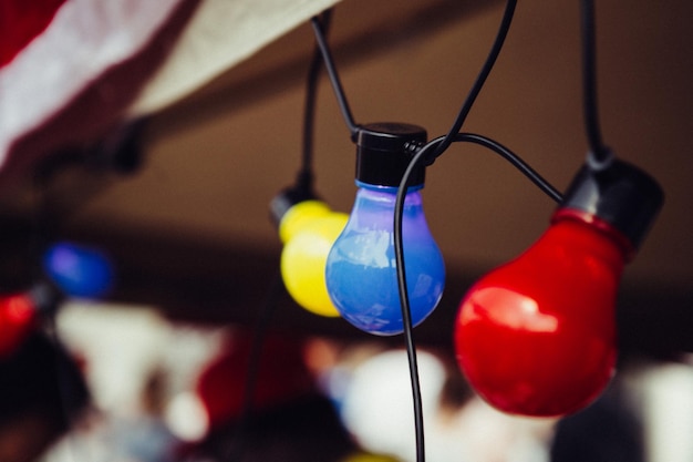 Close-up of multi colored hanging