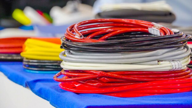 Close-up of multi colored objects on table