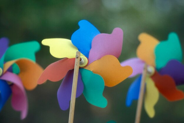 Close-up of multi colored paper toy