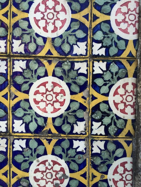 Close-up of multi colored patterned wall