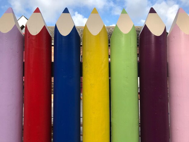 Photo close-up of multi colored pencils