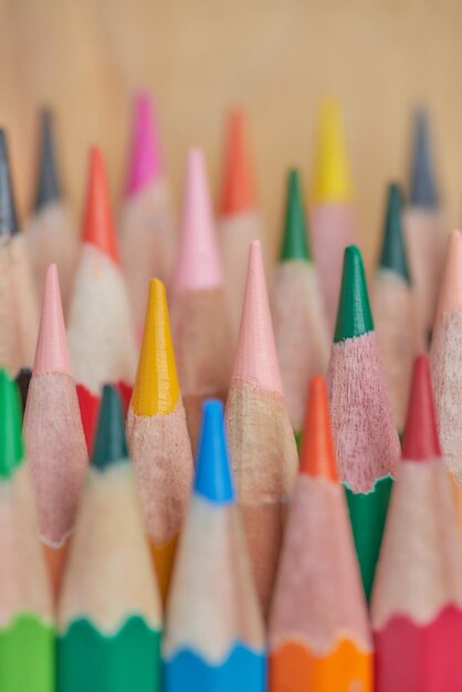 Photo close-up of multi colored pencils