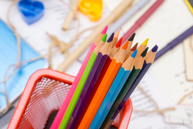 Close-up of multi colored pencils