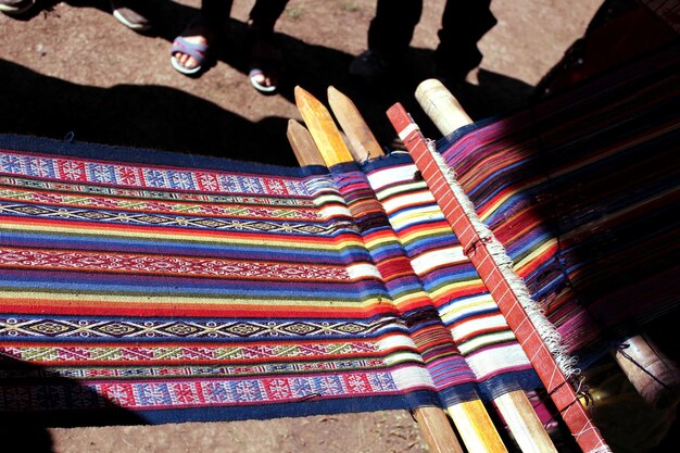 Photo close-up of multi colored stack