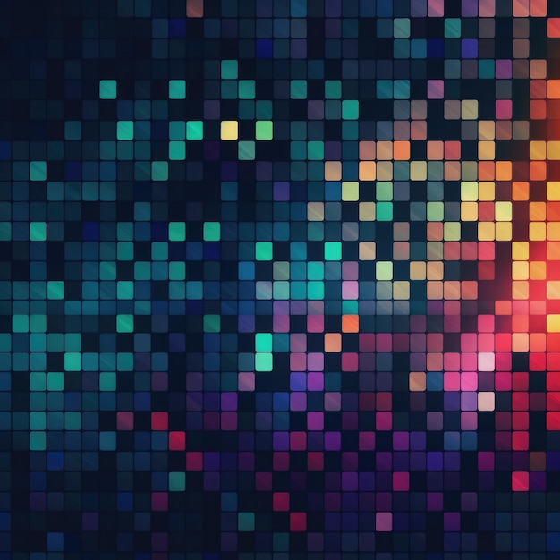 Close up of multi coloured mosaic background created using generative ai technology