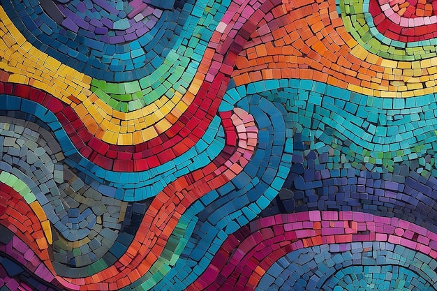 Близкий вид многоцветного мозаичного фона, созданного с использованием генеративной технологии искусственного интеллекта