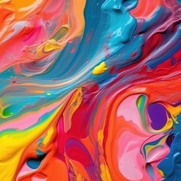 Close up of multi coloured paints background created using generative ai technology