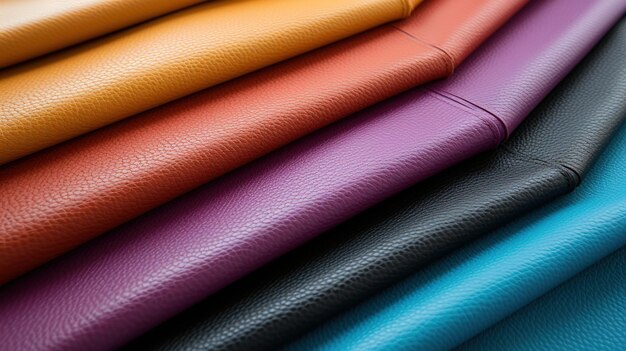 Close up multicolor of leathers background folded leathers texture Faux leather fabric leatherette fabric for clothing