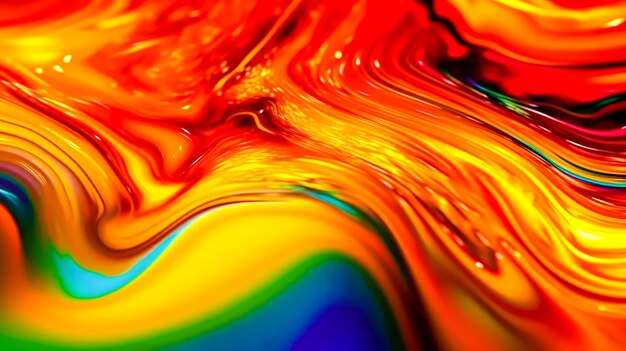 Close up of multicolored liquid substance with black background generative ai