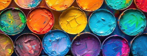 Close Up of Multicolored Paint Cans