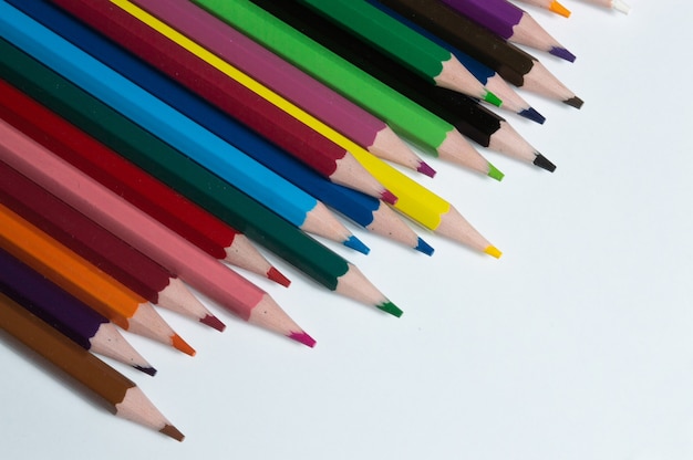 Close up of multicolored pencils with copy space