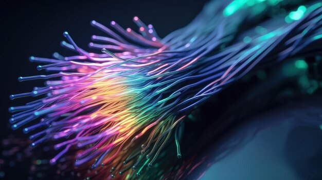 A close up of a multicolored toothbrush on a black background generative ai