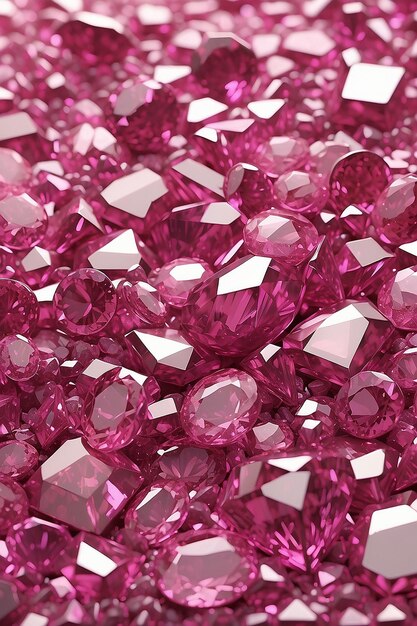 Photo close up of multiple pink and shiny gemstones created using generative ai technology