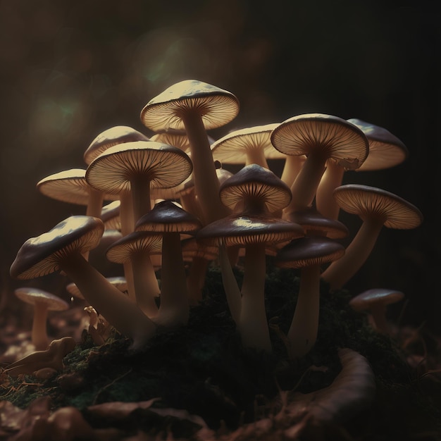 close up of a mushroom in the forest generative AI