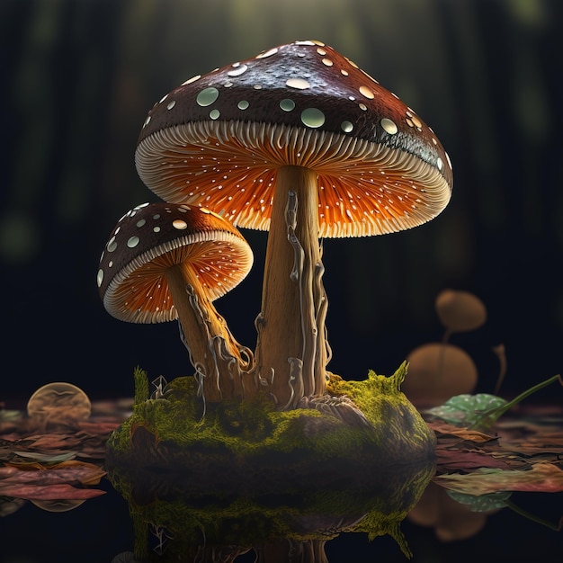 close up of a mushroom in the forest generative AI