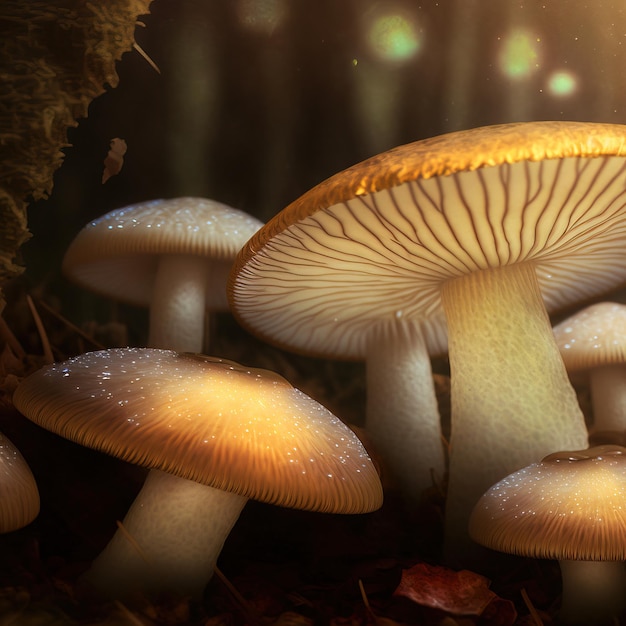 close up of a mushroom in the forest generative AI