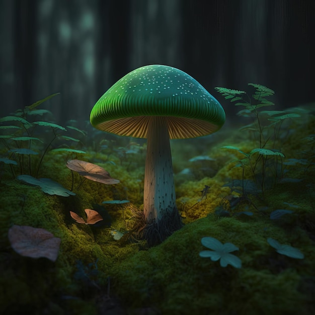 close up of a mushroom in the forest generative AI