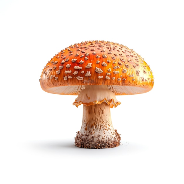 Close Up of a Mushroom on White Background Generative AI