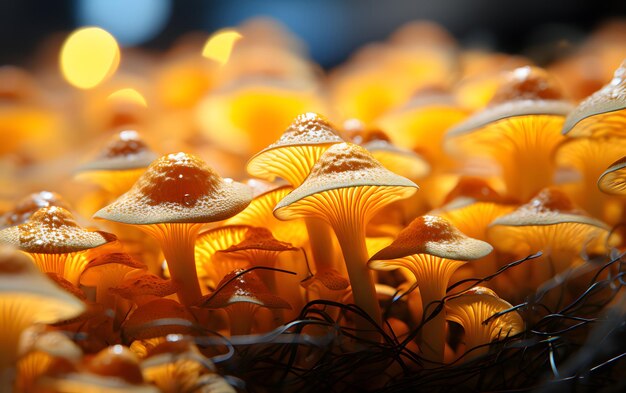 Close up mushrooms macro photo